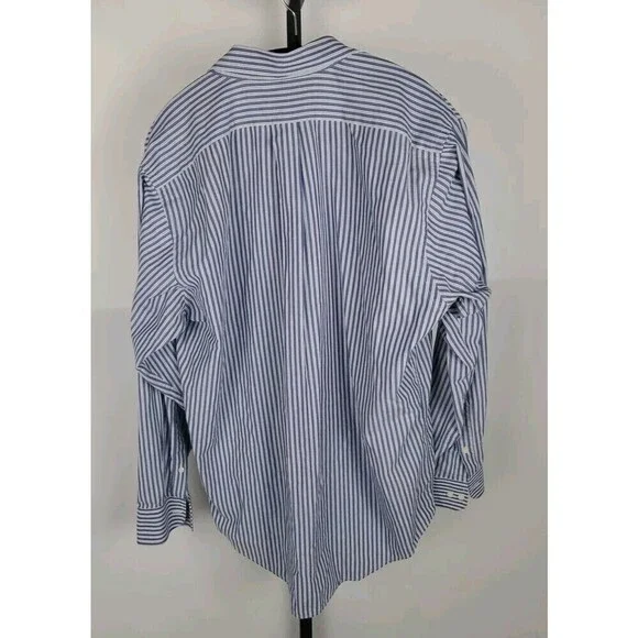 Chaps Shirt Mens Large Striped Purple Blue Button Long Sleeve Pocket - Picture 4 of 7